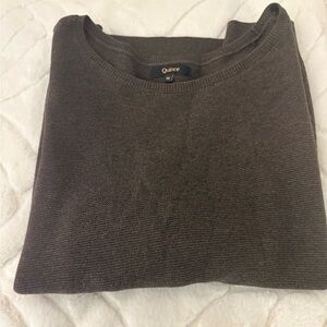 Quince women’s short sleeve Chocolate Brown Boat Neck Cotten Sweater